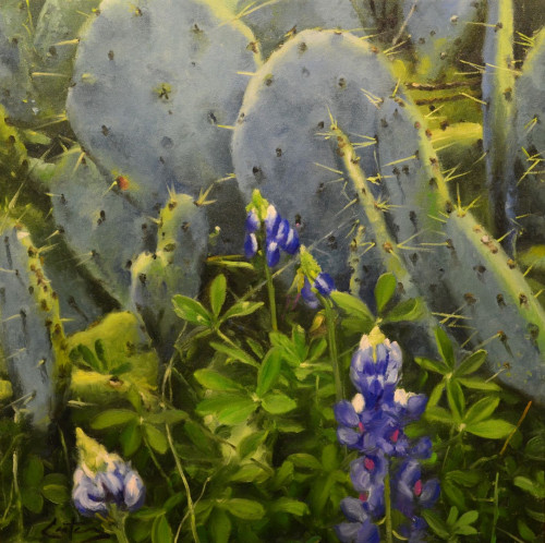 Bluebonnets and Prickly Pear by Mitch Caster