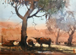 Grazing Cows #  by Richie Vios